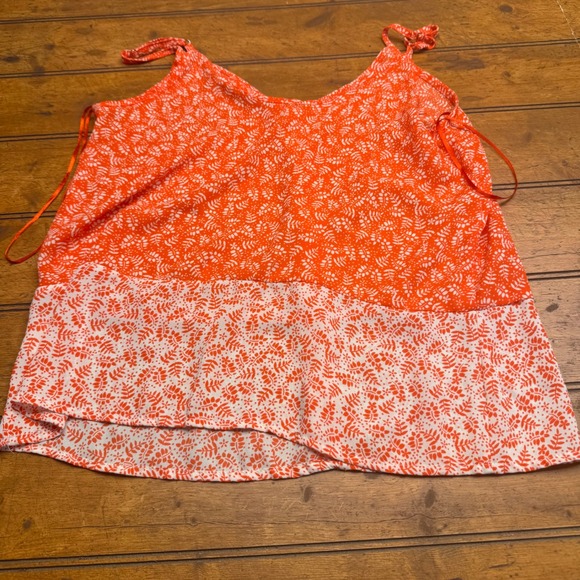 Sienna Sky Orange White Floral Print Button Front Cami Tank Top Womens Small‎ - Picture 4 of 4